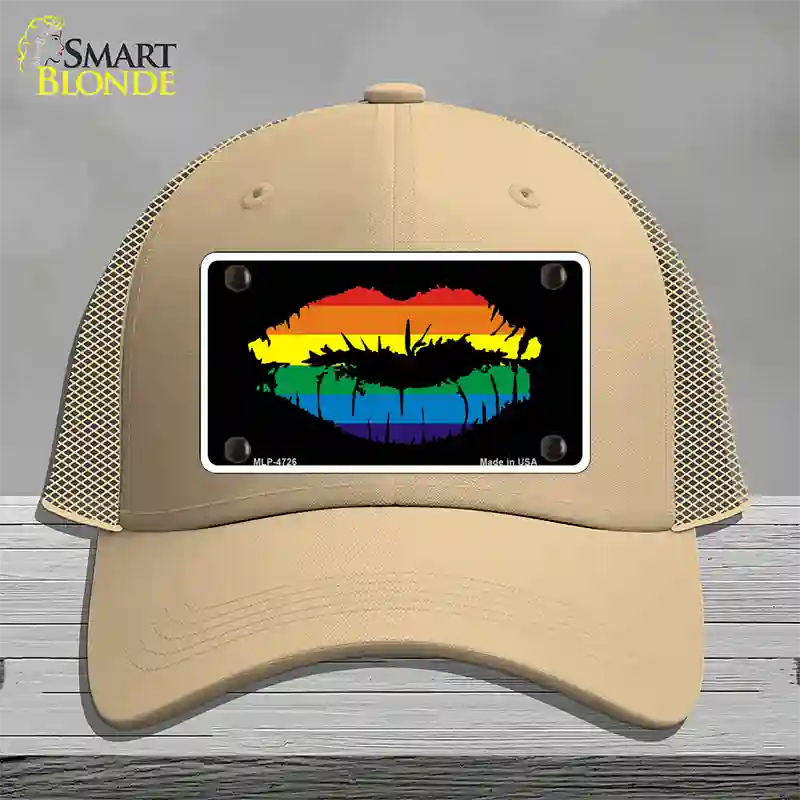 Lips Novelty License Plate Hat Mesh Khaki