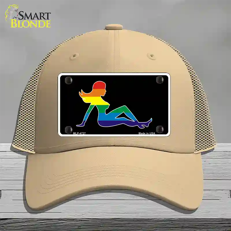 Mud Flap Girl Novelty License Plate Hat Mesh Khaki