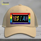 Yes I Am Novelty License Plate Hat Mesh Khaki