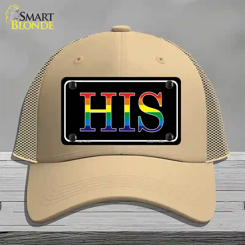 His Rainbow Novelty License Plate Hat Mesh Khaki