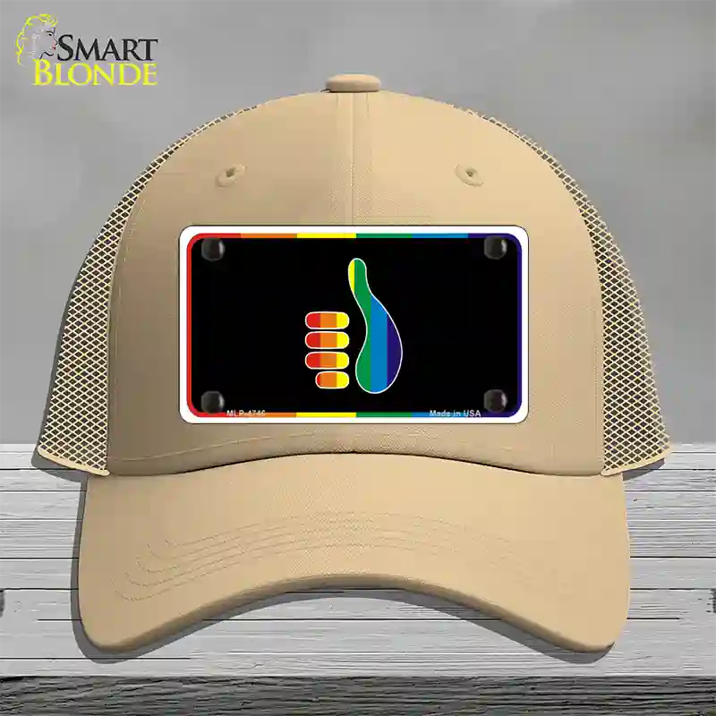 Thumbs Up Novelty License Plate Hat Mesh Khaki