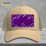Purple Light Purple Heart Large Chevron Novelty License Plate Hat Mesh / Khaki
