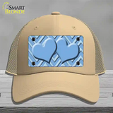 Light Blue Lighter Blue Heart Large Chevron Novelty License Plate Hat Mesh / Khaki