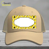 Yellow Light Yellow Scallop Large Chevron Novelty License Plate Hat Mesh / Khaki