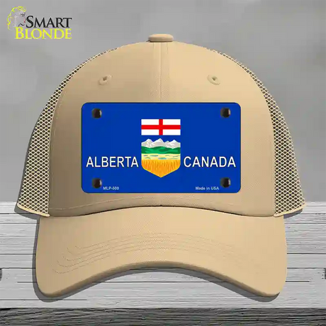 Alberta Canada Novelty License Plate Hat Mesh / Khaki