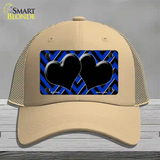 Blue Black Chevon Hearts Novelty License Plate Hat Mesh / Khaki
