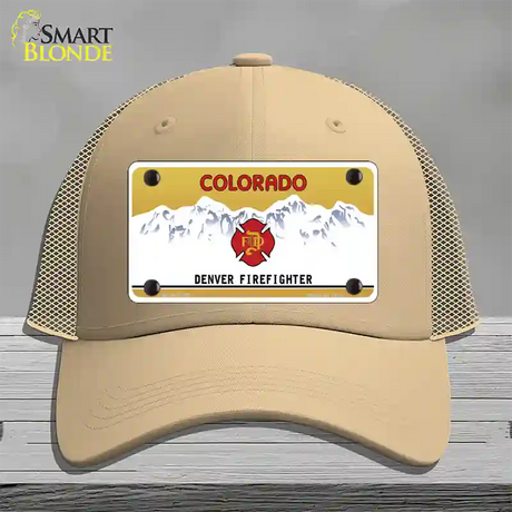Denver Fire Fighter Novelty License Plate Hat Mesh / Khaki