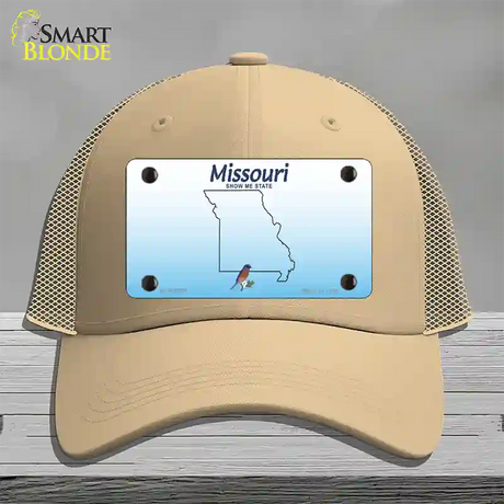 Missouri Show Me Blank Novelty License Plate Hat Mesh / Khaki