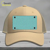 Tiffany Blue White Quatrefoil Novelty License Plate Hat Mesh / Khaki