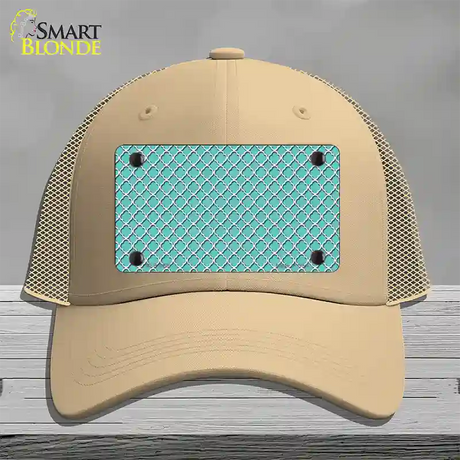 Tiffany Blue White Quatrefoil Novelty License Plate Hat Mesh / Khaki