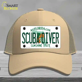 Scuba Diver Florida Novelty License Plate Hat Mesh / Khaki