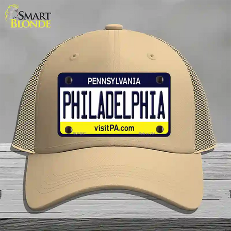 Philadelphia Pennsylvania State Novelty License Plate Hat Mesh / Khaki