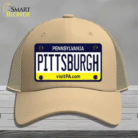 Pittsburgh Pennsylvania State Novelty License Plate Hat Mesh / Khaki