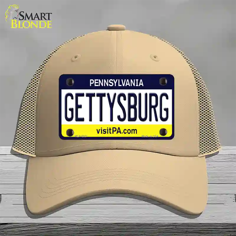 Gettysburg Pennsylvania State Novelty License Plate Hat Mesh / Khaki