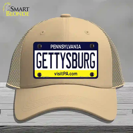 Gettysburg Pennsylvania State Novelty License Plate Hat Mesh / Khaki