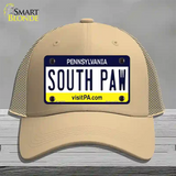 South Paw Pennsylvania State Novelty License Plate Hat Mesh / Khaki