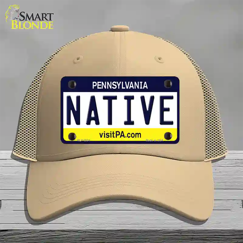 Native Pennsylvania State Novelty License Plate Hat Mesh / Khaki