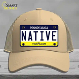 Native Pennsylvania State Novelty License Plate Hat Mesh / Khaki