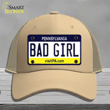 Bad Girl Pennsylvania State Novelty License Plate Hat Mesh / Khaki