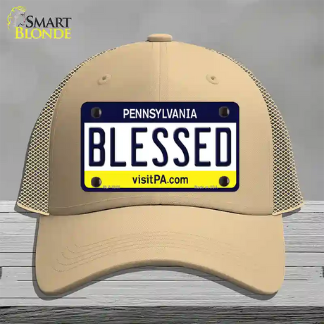 Blessed Pennsylvania State Novelty License Plate Hat Mesh / Khaki