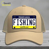 Fishing Pennsylvania State Novelty License Plate Hat Mesh / Khaki