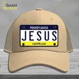 Jesus Pennsylvania State Novelty License Plate Hat Mesh / Khaki