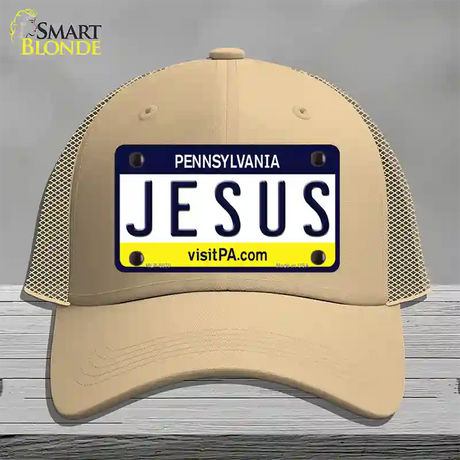 Jesus Pennsylvania State Novelty License Plate Hat Mesh / Khaki