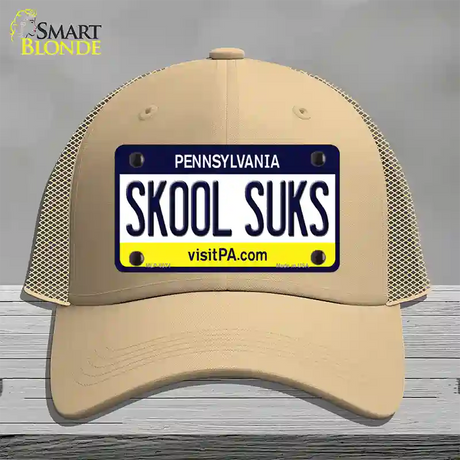 Skool Suks Pennsylvania State Novelty License Plate Hat Mesh / Khaki