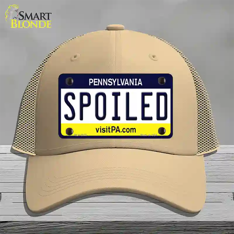 Spoiled Pennsylvania State Novelty License Plate Hat Mesh / Khaki
