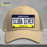 Scuba Diver Pennsylvania State Novelty License Plate Hat Mesh / Khaki