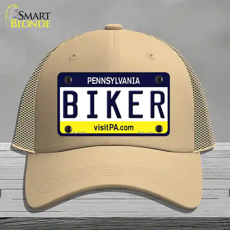 Biker Pennsylvania State Novelty License Plate Hat Mesh / Khaki