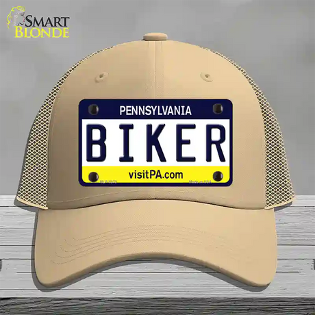 Biker Pennsylvania State Novelty License Plate Hat Mesh / Khaki