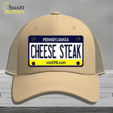 Cheese Steak Pennsylvania State Novelty License Plate Hat Mesh / Khaki