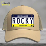 Rocky Pennsylvania State Novelty License Plate Hat Mesh / Khaki