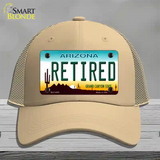 Arizona Retired Novelty License Plate Hat Mesh / Khaki