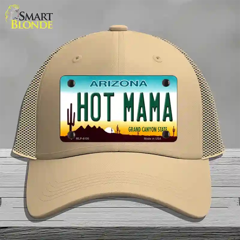Arizona Hot Mama Novelty License Plate Hat Mesh / Khaki