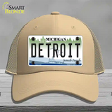 Detroit Michigan Novelty License Plate Hat Mesh / Khaki