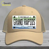 Grand Rapids Michigan Novelty License Plate Hat Mesh / Khaki