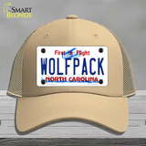 Wolfpack North Carolina Novelty License Plate Hat Mesh / Khaki