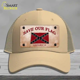 Save Our Flag Confederate Novelty License Plate Hat Mesh / Khaki