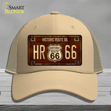 Historic Route 66 Vintage Novelty License Plate Hat Mesh Khaki