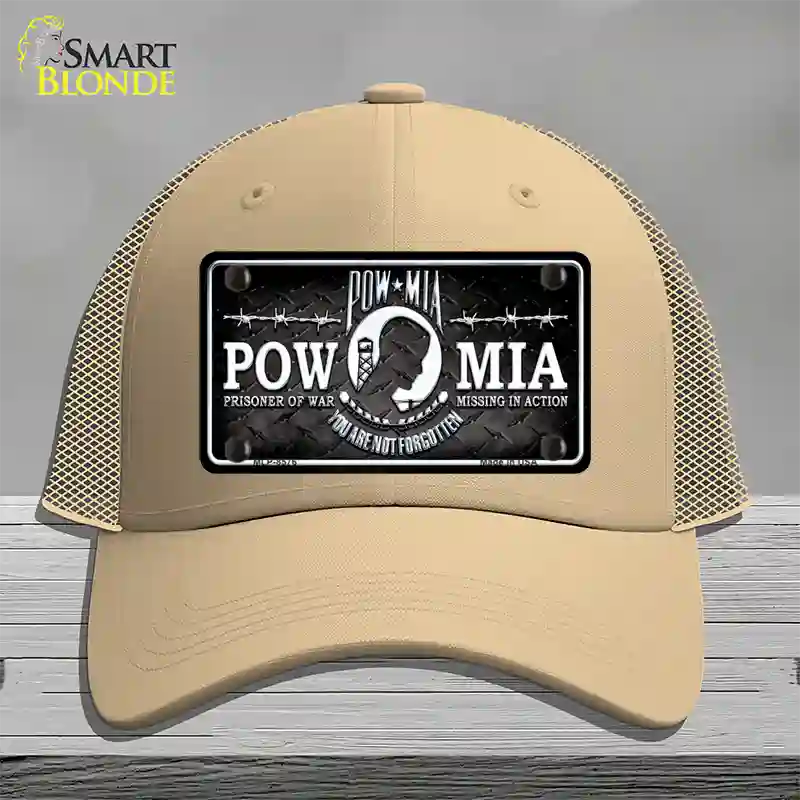POW MIA Novelty License Plate Hat Mesh / Khaki