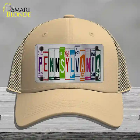 Pennsylvania License Plate Art Novelty License Plate Hat Mesh / Khaki