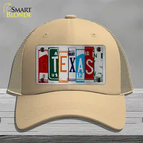 Texas License Plate Art Novelty License Plate Hat Mesh / Khaki