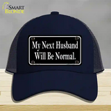 My Next Husband Novelty License Plate Hat Mesh / Navy