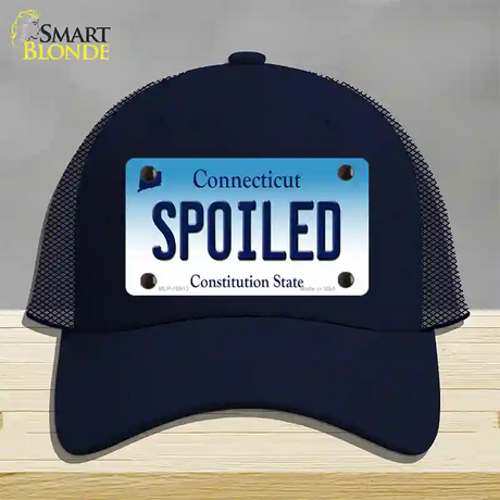 Spoiled Connecticut Novelty License Plate Hat Mesh / Navy