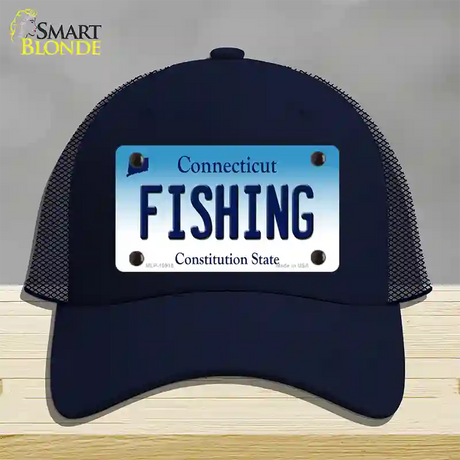 Fishing Connecticut Novelty License Plate Hat Mesh / Navy