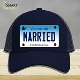 Married Connecticut Novelty License Plate Hat Mesh / Navy