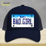 Bad Girl Iowa Novelty License Plate Hat Mesh / Navy