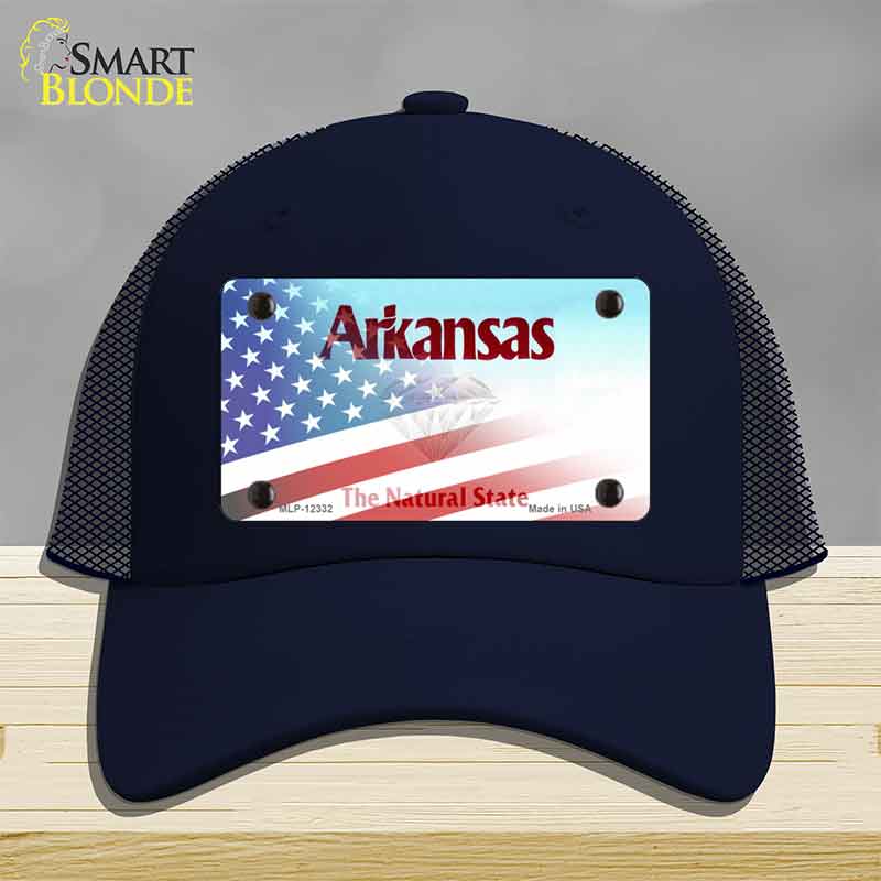 Arkansas with American Flag Novelty License Plate Hat HAT-MLP-12332